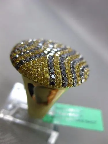 ESTATE MASSIVE 4.19CT BLACK DIAMOND & YELLOW SAPPHIRE 18KT YELLOW GOLD FUN RING