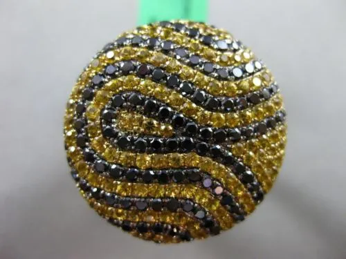 ESTATE MASSIVE 4.19CT BLACK DIAMOND & YELLOW SAPPHIRE 18KT YELLOW GOLD FUN RING