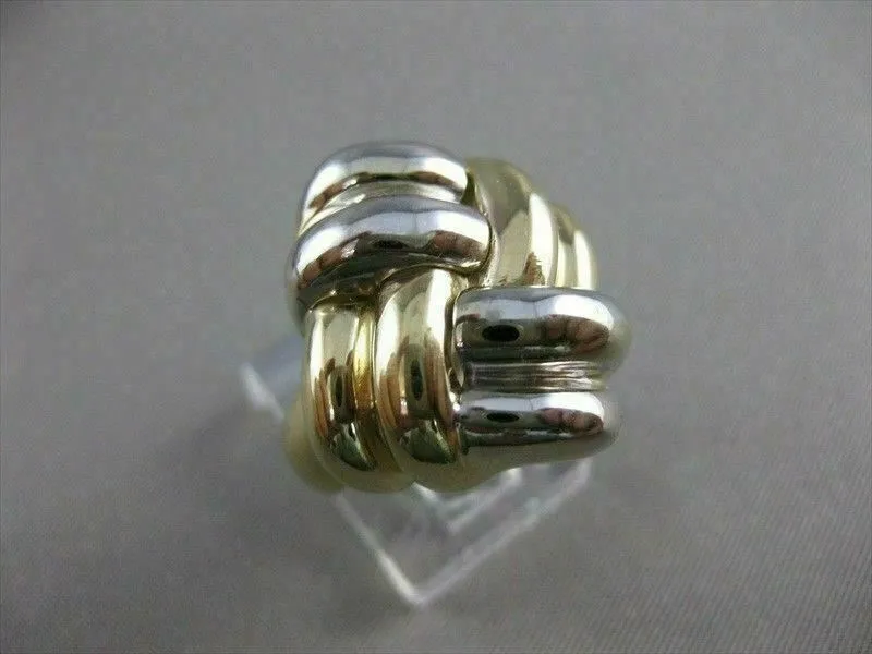 ESTATE WIDE LARGE 14K WHITE & YELLOW GOLD PUFF KNOT COCKTAIL RING 21MM #21391