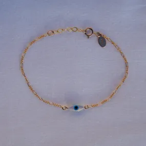 Evil Eye Mother of Pearl Chain Bracelet