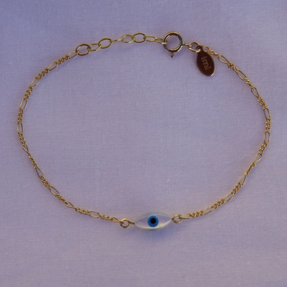 Evil Eye Mother of Pearl Chain Bracelet