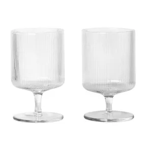 Ferm Living Ripple Wine Glasses – Set of 2 – Clear