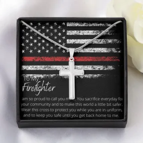 Firefighter Cross Necklace, Gift For Firefighter, Gift For Colleague, For Dad, For Husband