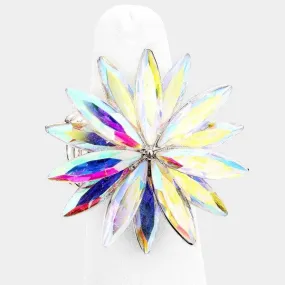 Flower Abalone Crystal Marquise Stretch Ring