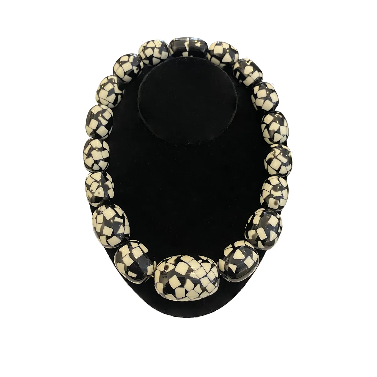 French Black & White Speckle Necklace