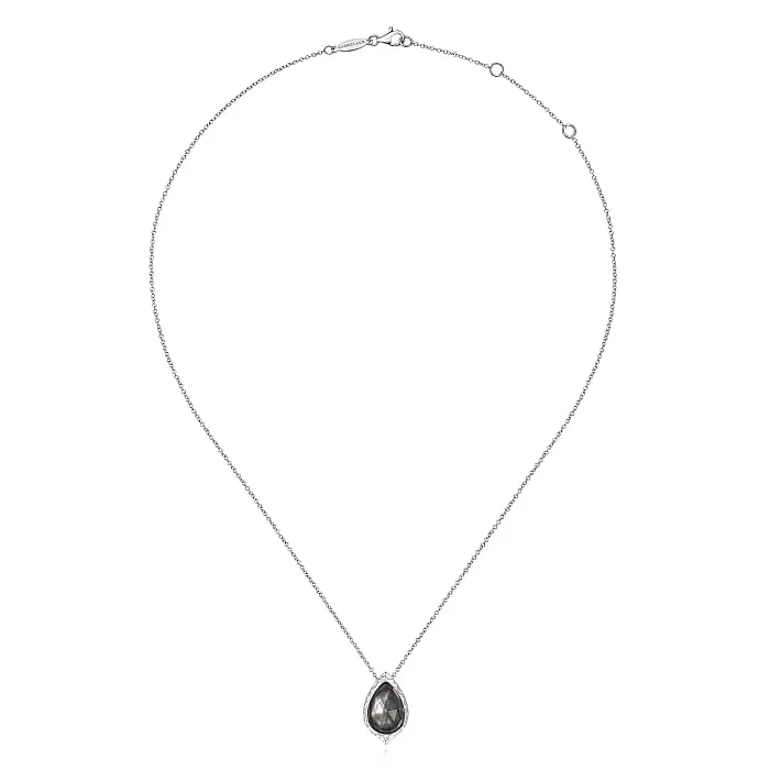 Gabriel & Co. "Souviens" Sterling Silver & Black Pearl Drop Pendant