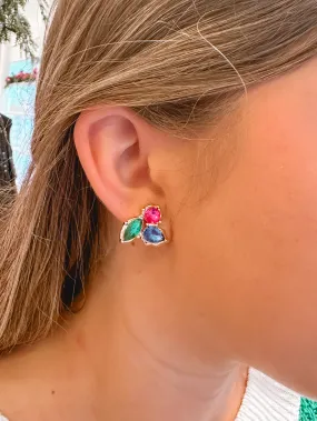 Gemstone Cluster Crystal Stud Earring