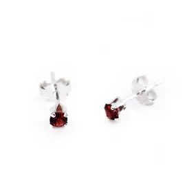 Genuine Garnet Sterling Silver Post Earrings