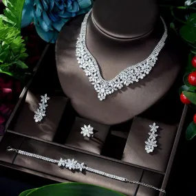 Glamorous Designer  AAAA  Cubic Zircon Diamonds 4 piece Wedding Jewelry Wedding Bridal Set