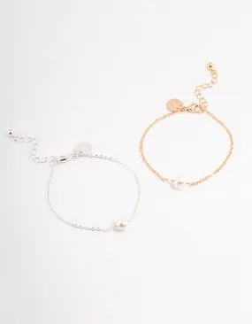 Gold & Silver Freshwater Pearl Bestie Bracelet Pack
