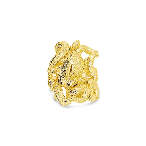 Gold Octopus Ring with Ruby Eyes