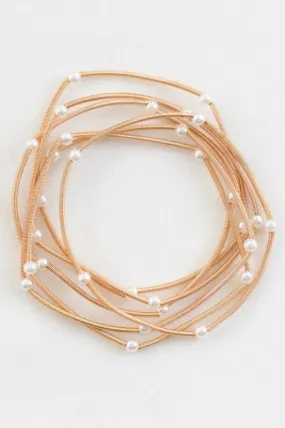 Gold Pearl Guitar String Bracelet Set