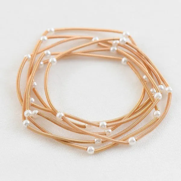 Gold Pearl Guitar String Bracelet Set
