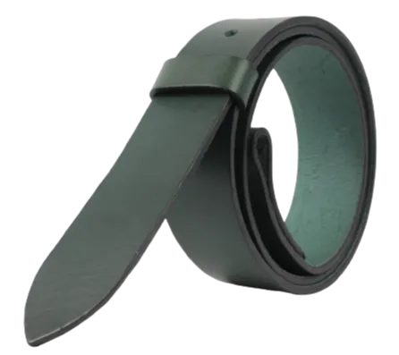 Green 1.25 Inch (32mm) Buckleless Leather Belt Strap Chicago Screws