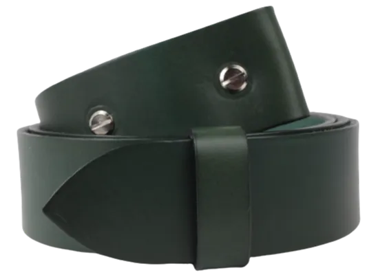Green 1.25 Inch (32mm) Buckleless Leather Belt Strap Chicago Screws