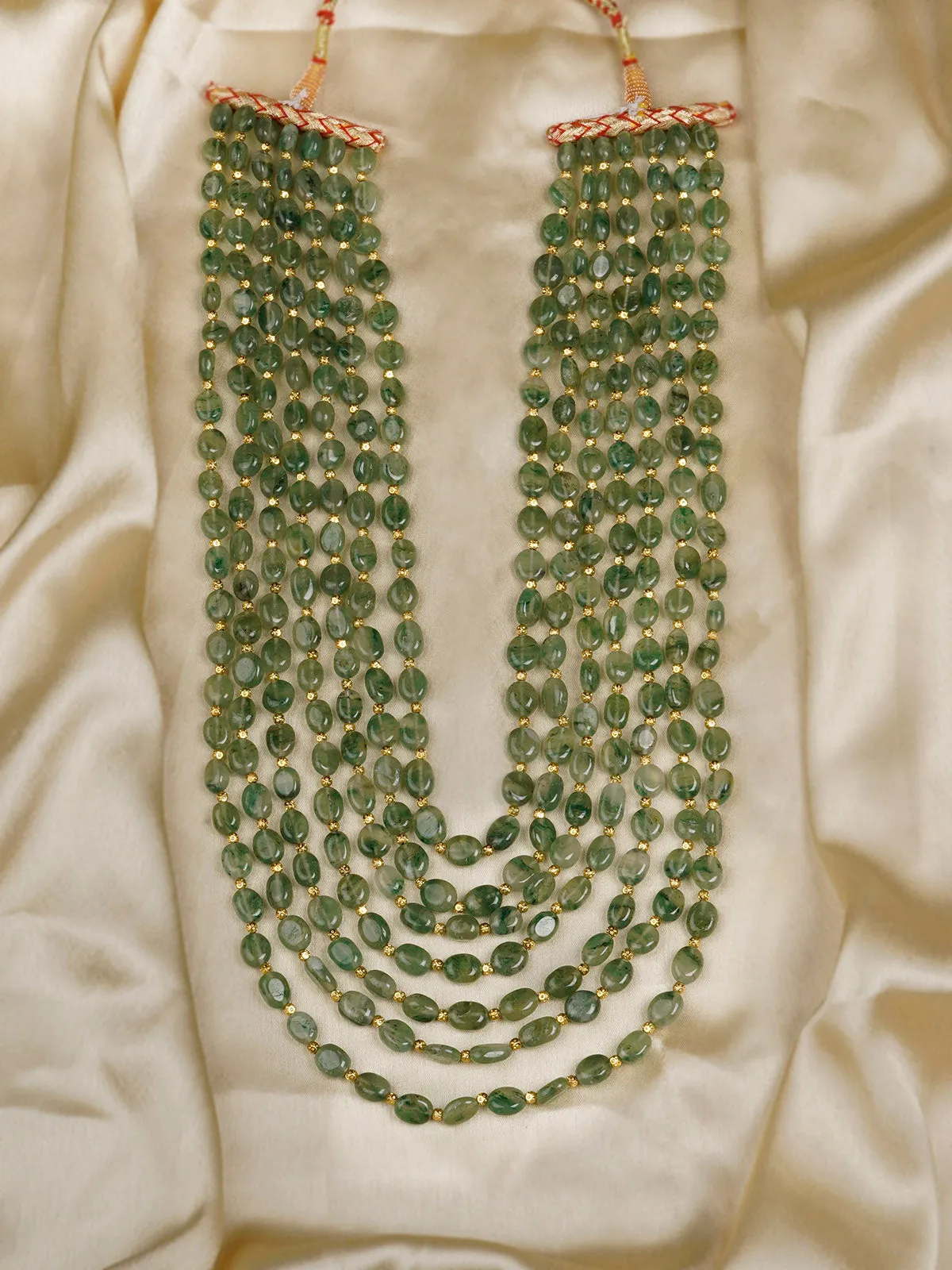 Green Color Gold Plated Necklace/Mala - MN429