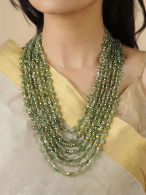 Green Color Gold Plated Necklace/Mala - MN429