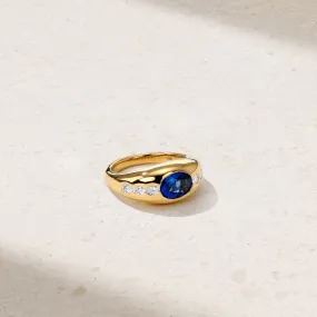 Gypsy Oval Sapphire and Diamond Ring