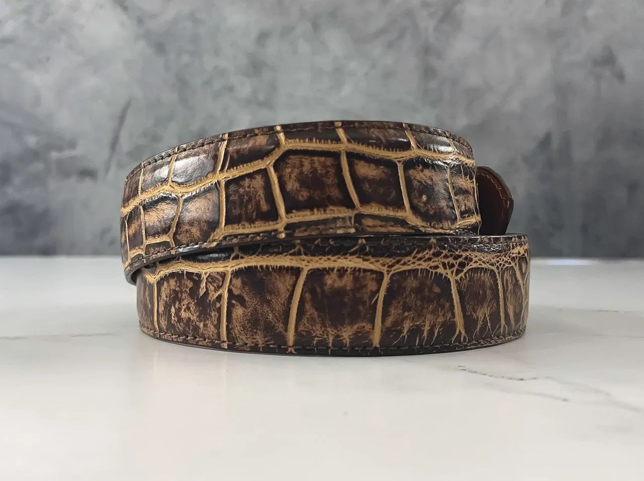Hand-painted American Alligator Belt: Rum Smuggler