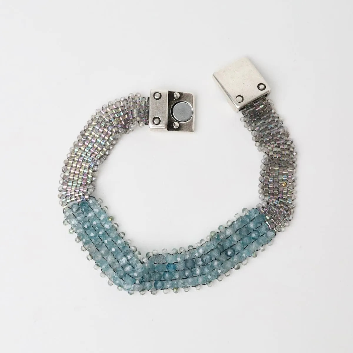 Hand Woven Soft Bracelet of Blue Zircon