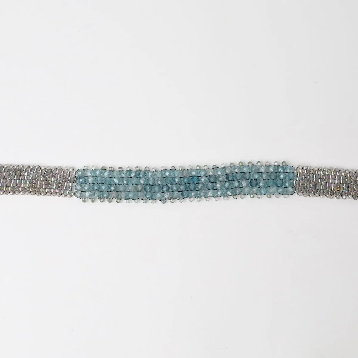 Hand Woven Soft Bracelet of Blue Zircon