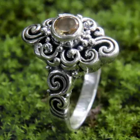 Handcrafted Balinese Citrine Sterling Silver Cocktail Ring - Sunny Spirit | NOVICA