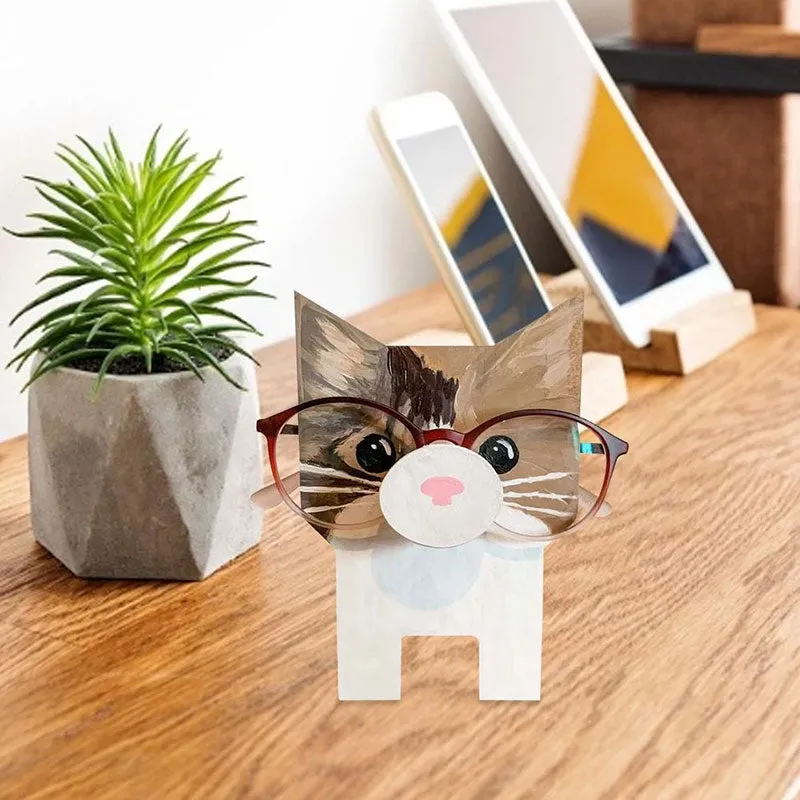 Handmade Glasses Stand Cat