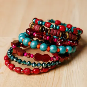 Handmade Natural Garnet and Crystal Beaded Wrap Bracelet - Passionate Essence | NOVICA