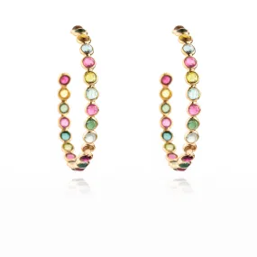 Hani Multo Tourmaline Hoops, 18K Gold