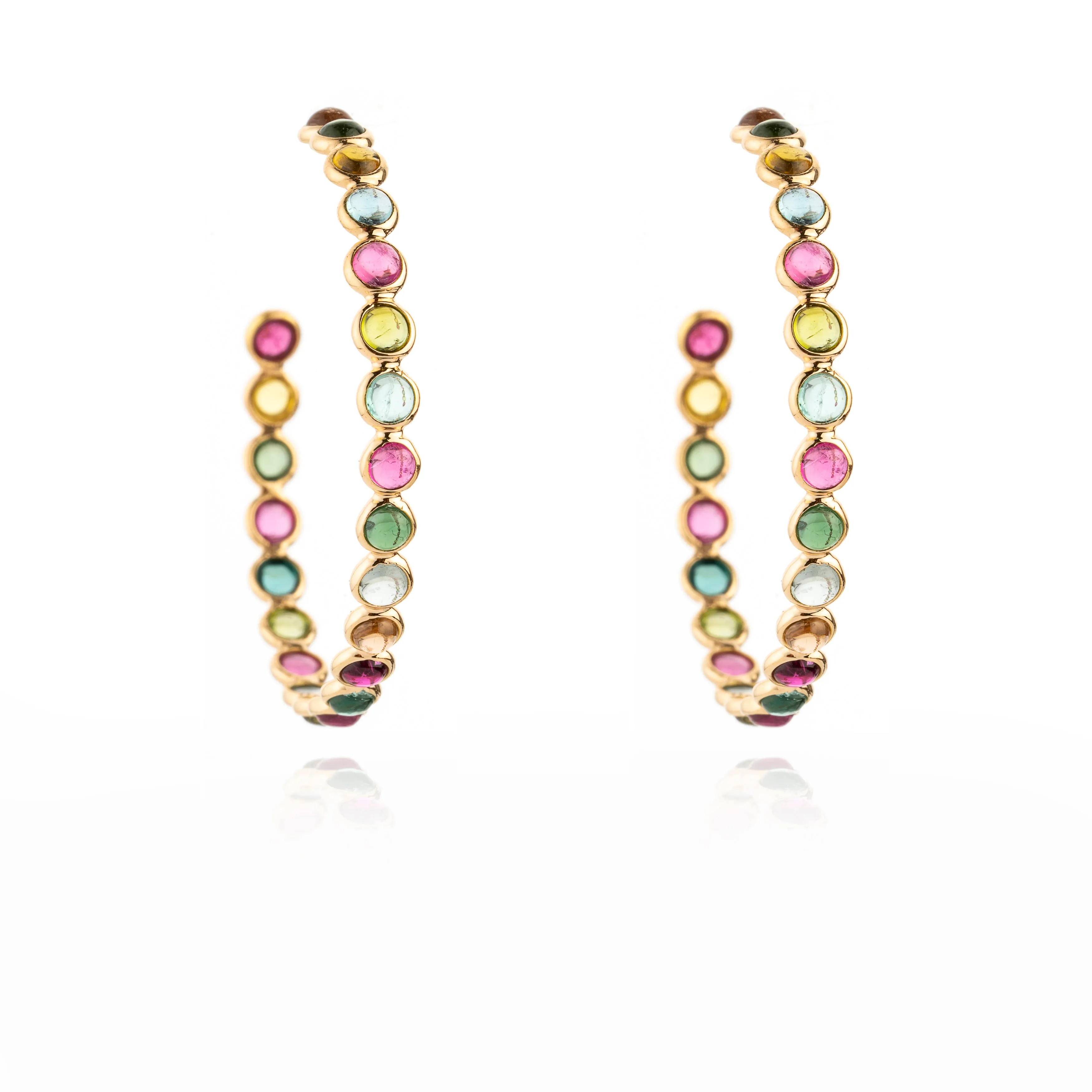 Hani Multo Tourmaline Hoops, 18K Gold
