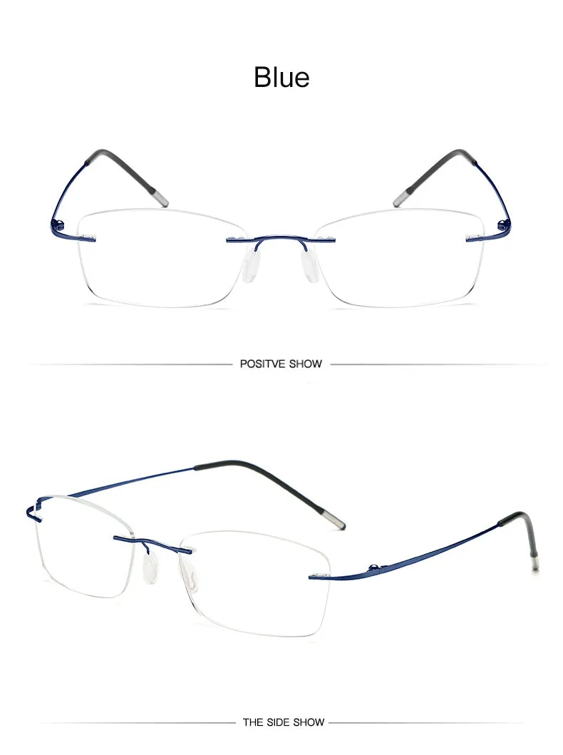 Hdcrafter Unisex Rimless Rectangle Titanium Frame Reading Glasses 8025