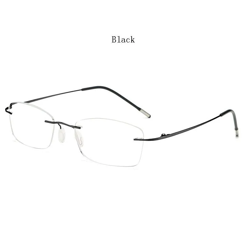 Hdcrafter Unisex Rimless Rectangle Titanium Frame Reading Glasses 8025