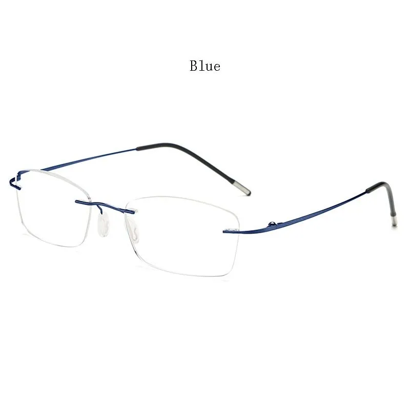 Hdcrafter Unisex Rimless Rectangle Titanium Frame Reading Glasses 8025