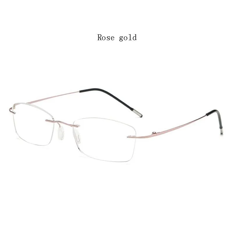 Hdcrafter Unisex Rimless Rectangle Titanium Frame Reading Glasses 8025