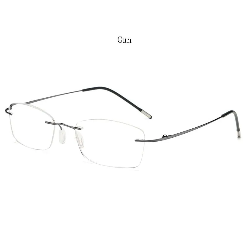 Hdcrafter Unisex Rimless Rectangle Titanium Frame Reading Glasses 8025