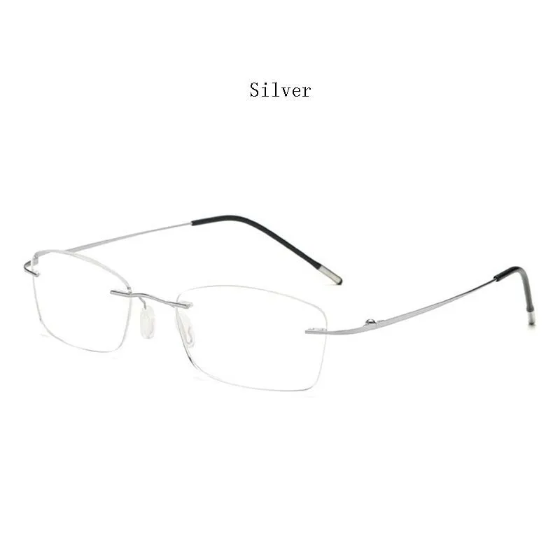 Hdcrafter Unisex Rimless Rectangle Titanium Frame Reading Glasses 8025