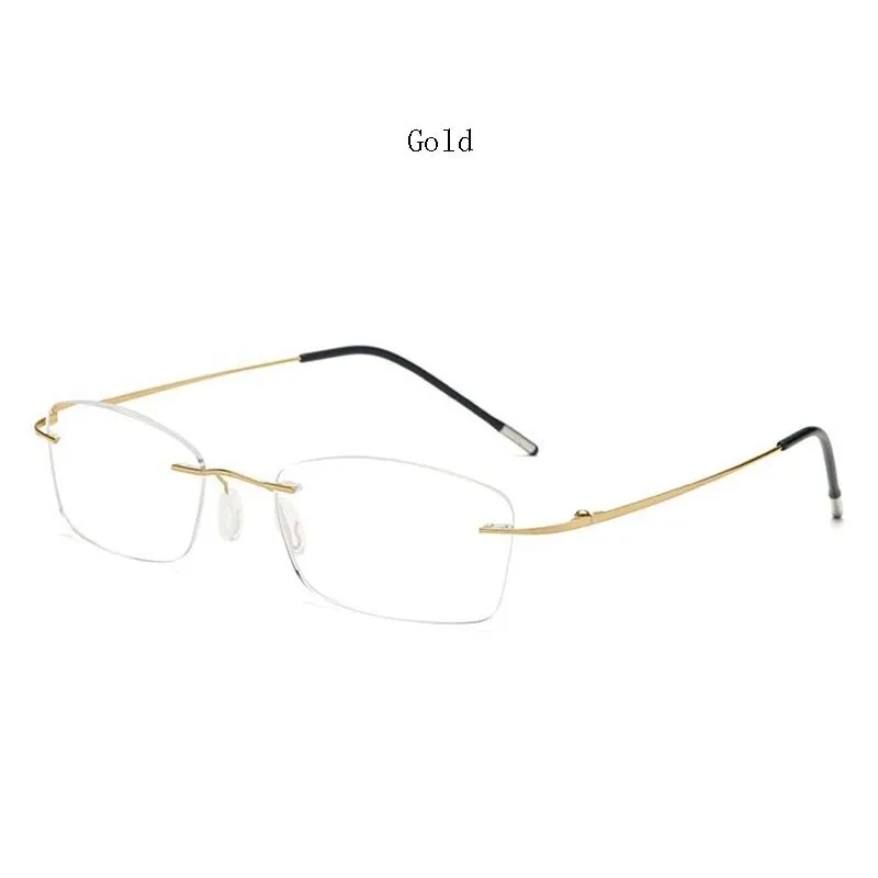 Hdcrafter Unisex Rimless Rectangle Titanium Frame Reading Glasses 8025