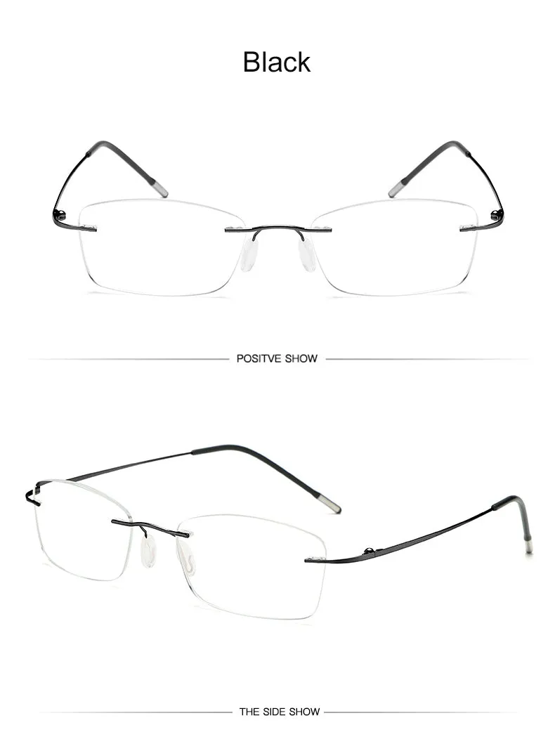 Hdcrafter Unisex Rimless Rectangle Titanium Frame Reading Glasses 8025