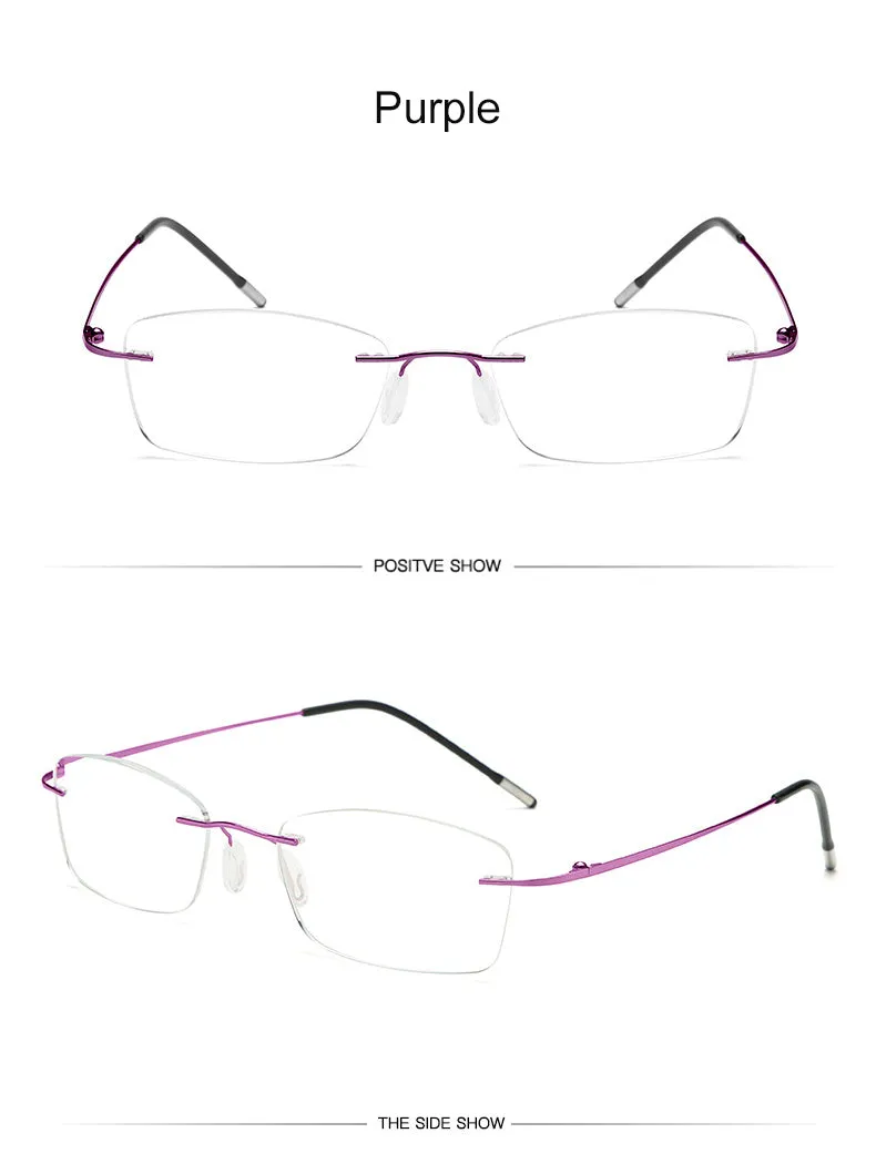 Hdcrafter Unisex Rimless Rectangle Titanium Frame Reading Glasses 8025