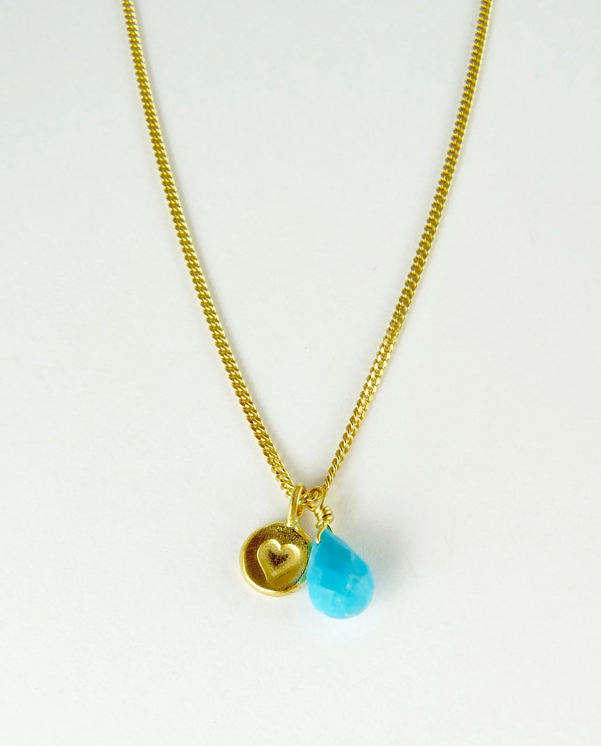 Heart Stamped Necklace with Gemstone