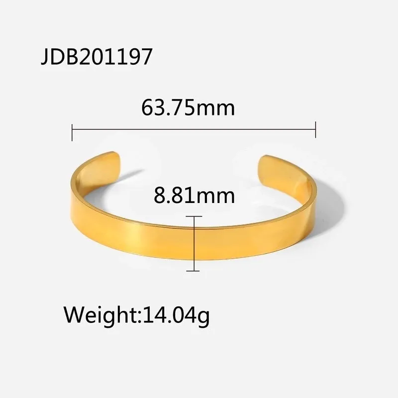 Inlaid Zircon Open Fashion Retro 18k Gold Plated Stainless Steel Bracelet Women
