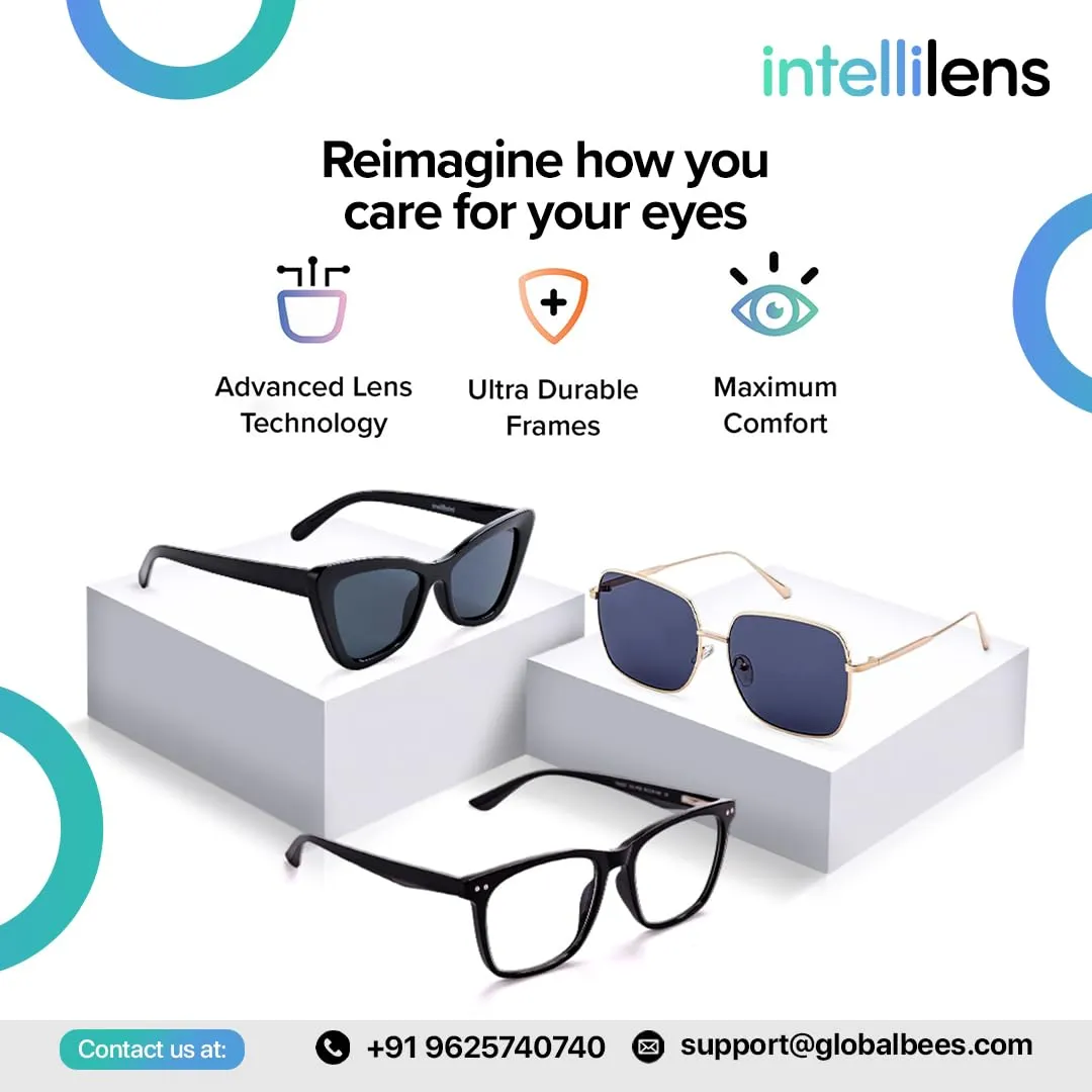 Intellilens Navigator Blue Cut Computer Glasses for Eye Protection | Unisex, UV ProtectionZero Power, Anti Glare & Blue Light Filter Glasses | Pack of 24