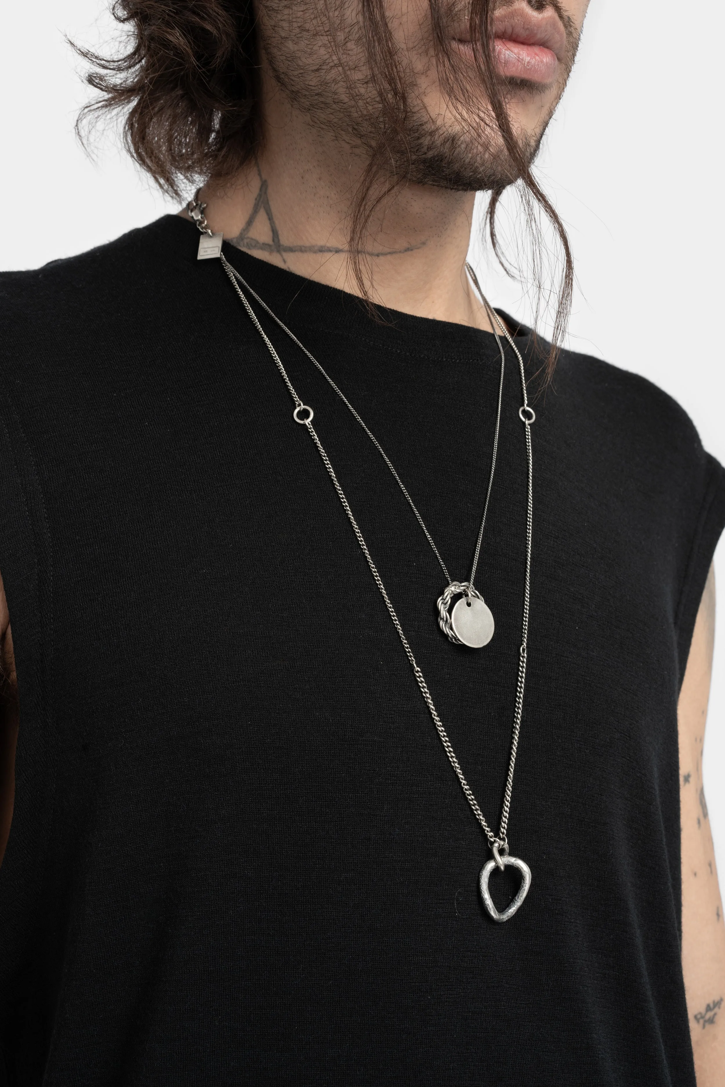 Irregular ring pedant chain necklace