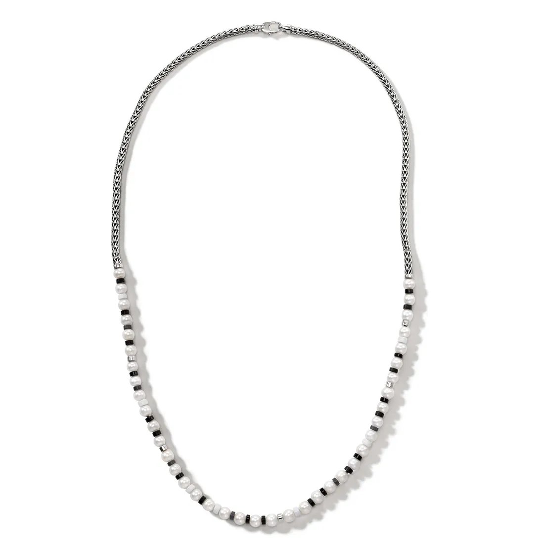 John Hardy Colorblock Sterling Silver and Pearl Slim Chain Necklace