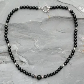 Kerala Night Silver Onyx Necklace