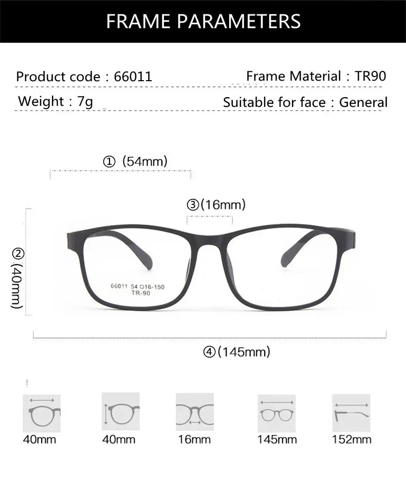 Kocolior Unisex Full Rim Square Tr 90 Hyperopic Reading Glasses 66011