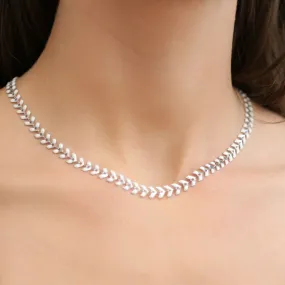 LANEY - Silver and White Chevron Necklace
