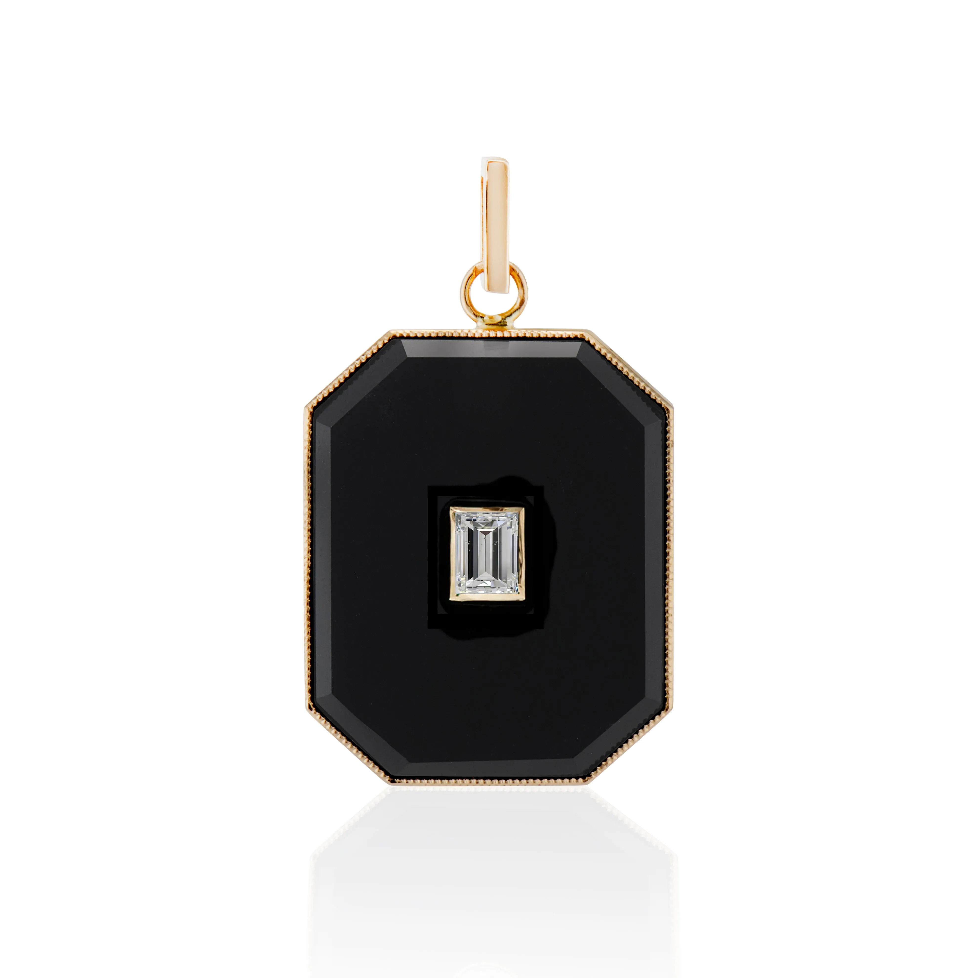 Large Onyx Diamond Baguette Bezel Charm