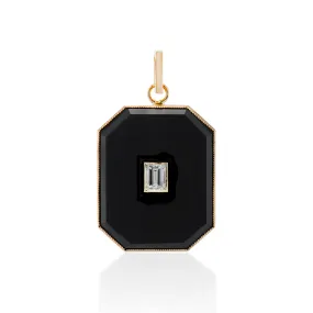 Large Onyx Diamond Baguette Bezel Charm