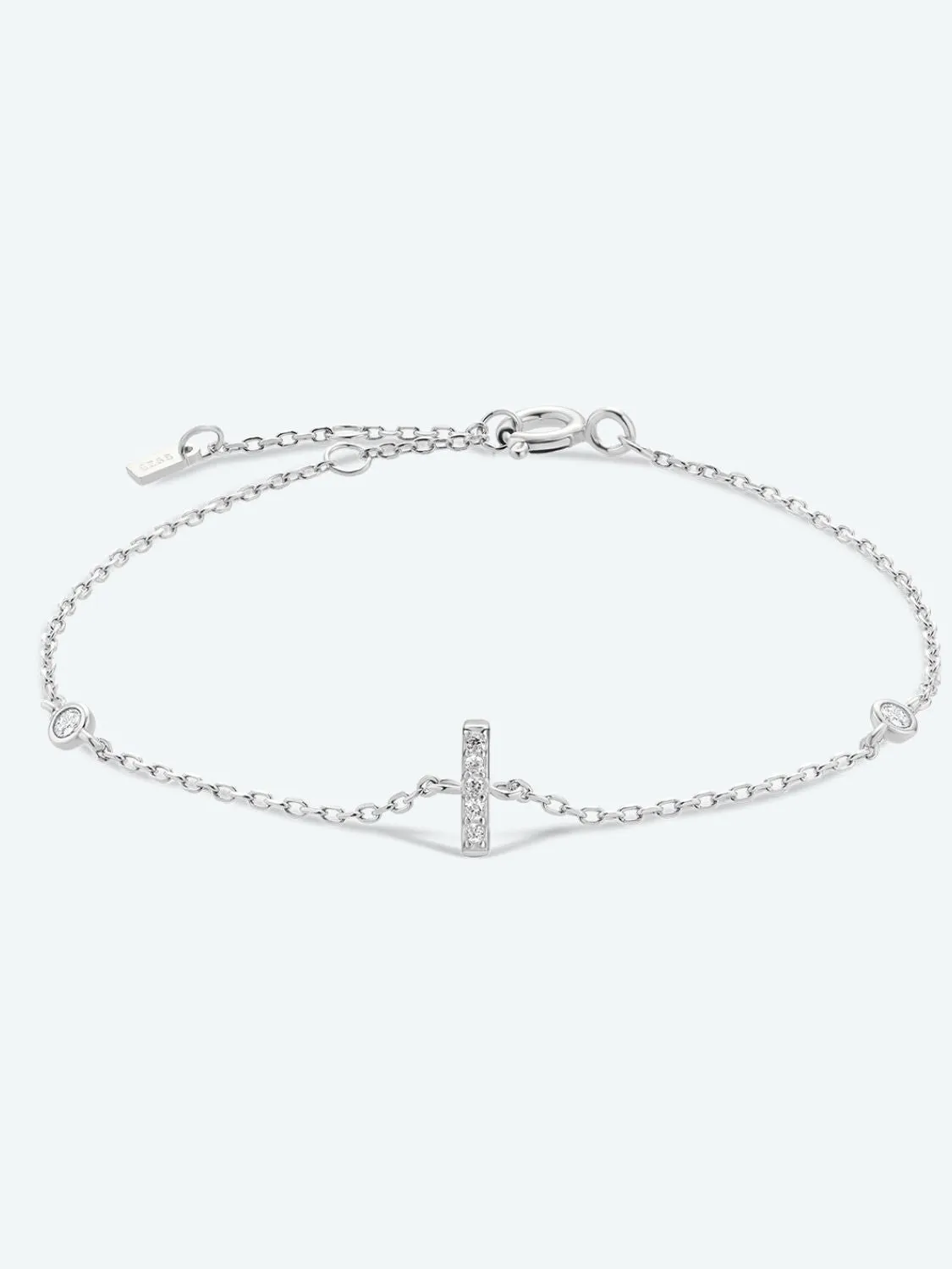 Letter Initial Bracelet, 925 Sterling Silver Bracelet, G To K Cubic Zirconia Letter Bracelet